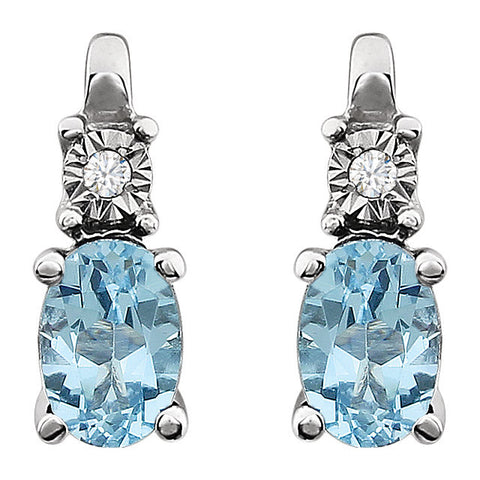 14k White Gold Sky Blue Topaz & .02 CTW Diamond Accented Earrings
