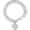 9.75 mm Cable Bracelet with Heart in Sterling Silver ( 7 1/2-Inch )