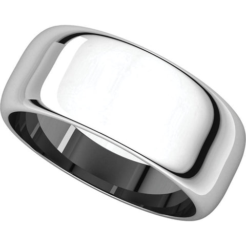 14k White Gold 8mm Half Round Band, Size 11.5