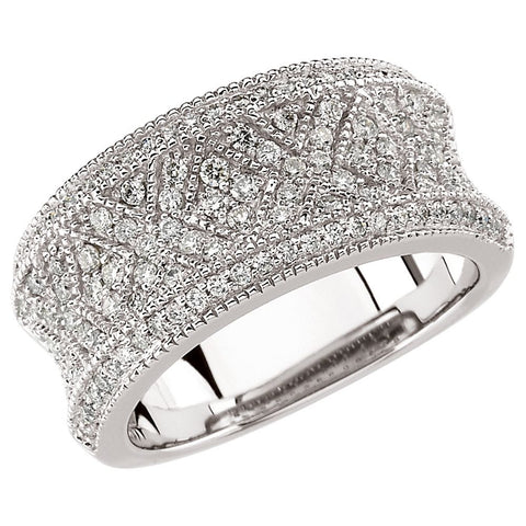 14k White Gold 3/4 CTW Diamond Anniversary Band, Size 7