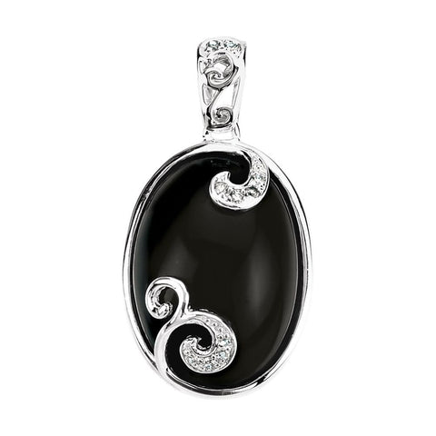Sterling Silver Onyx & .05 CTW Diamond Pendant