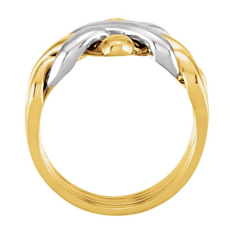 14K Yellow & White Ladies 4-Piece Puzzle Ring, Size 7