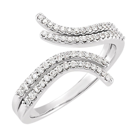 14k White Gold 1/4 CTW Diamond Bypass Ring, Size 7