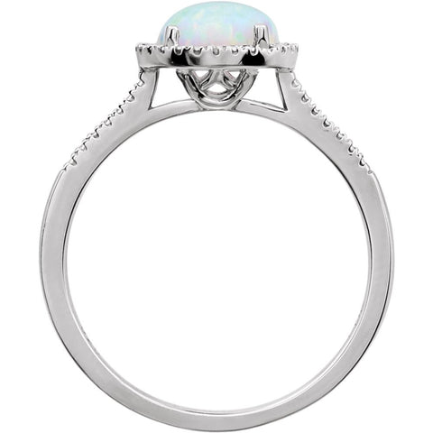 Sterling Silver Lab-Grown Opal & .01 CTW Diamond Ring, Size 7