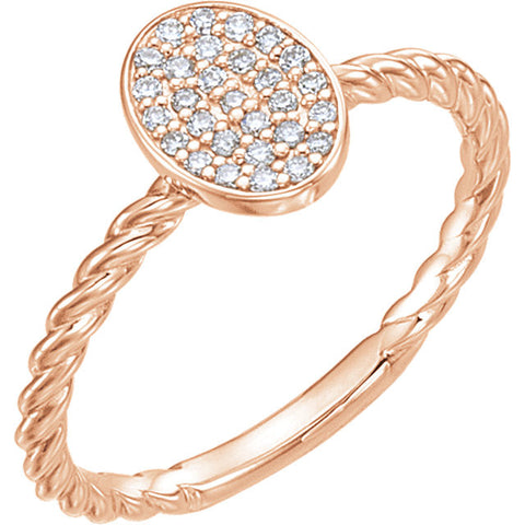 14k Rose Gold 1/6 CTW Diamond Rope Cluster Ring, Size 7