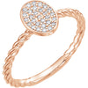 14k Rose Gold 1/6 ctw. Diamond Rope Cluster Ring, Size 7