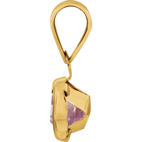 14k Yellow Gold February CZ Birthstone Pendant