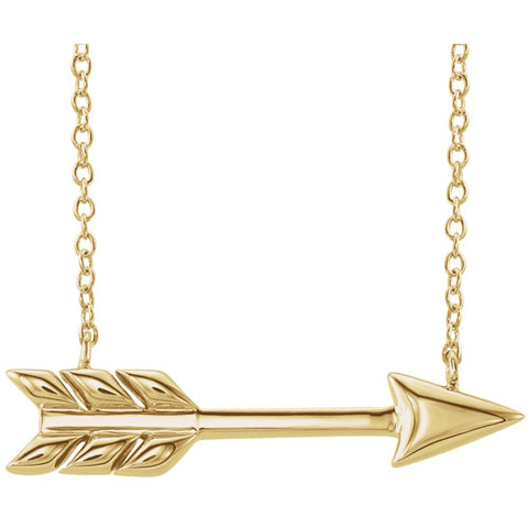14k Yellow Gold Arrow 16"-18" Necklace