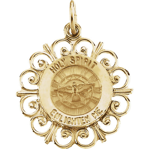 14k Yellow Gold 18.5mm Holy Spirit Medal