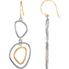 Pair of Open Silhouette Dangle Earrings in Sterling Silver and 14k Yellow Gold