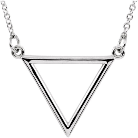 14k White Gold 15.4x19mm Triangle 16" Necklace