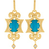 14k Yellow Gold Turquoise & .03 CTW Diamond Earrings