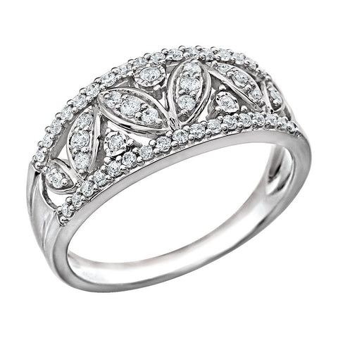 14k White Gold 3/8 CTW Diamond Anniversary Band , Size 7