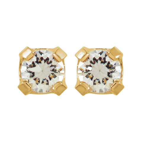 14k Yellow Gold Cubic Zirconia Inverness Piercing Earrings