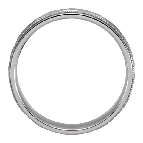 14k White Gold 6mm Comfort Fit Design Band Size 9