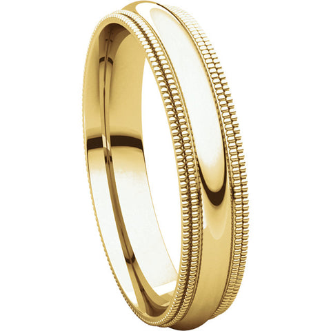 14k Yellow Gold 4mm Double Milgrain Comfort Fit Band, Size 8