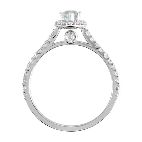 14k White Gold Aquamarine & 3/8 CTW Diamond Engagement Ring , Size 7