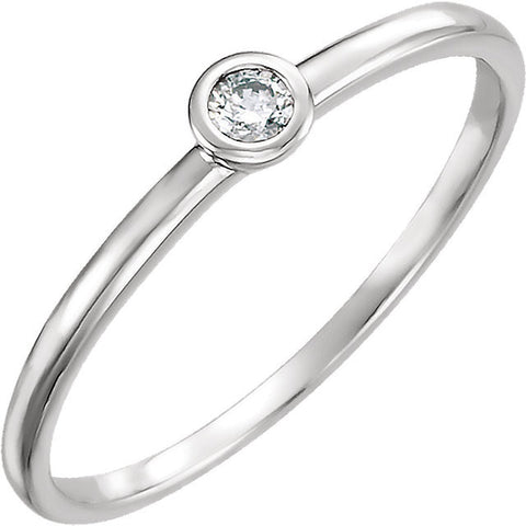 14k White Gold .06 CTW Diamond Ring, Size 7