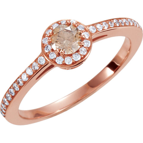 14k Rose Gold 3/8 CTW Diamond Engagement Ring, Size 6.75