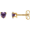 14K Yellow Gold Amethyst Heart Earrings