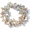 Sterling Silver 8-9mm Freshwater Keshi Multicolor 7.5" Bracelet
