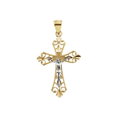 14K Yellow & White 27x19.5mm Crucifix Pendant