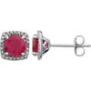 Pair of 0.015 CTTW Halo-Styled Button Earrings in Sterling Silver
