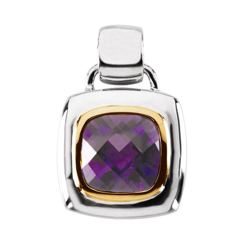 Sterling Silver & 14k Yellow Gold Amethyst Pendant