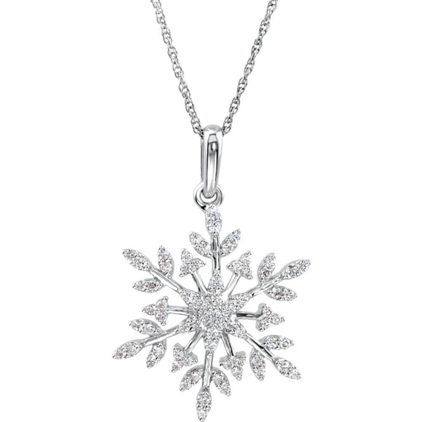 Sterling Silver Cubic Zirconia Snowflake 18" Necklace