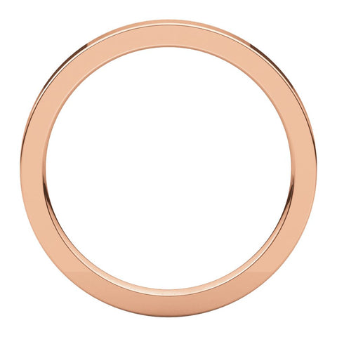 14k Rose Gold 2mm Flat Comfort Fit Band, Size 8