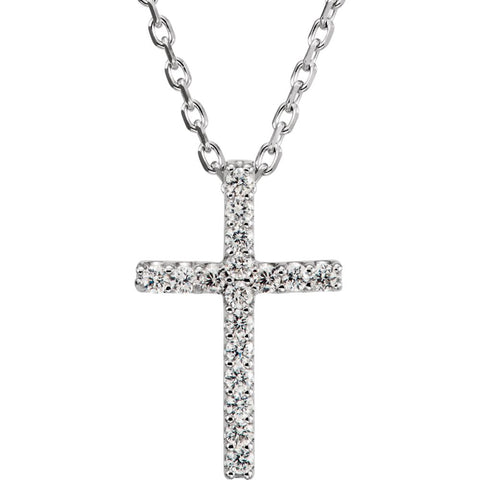 Platinum .085 CTW Diamond Cross 16" Necklace