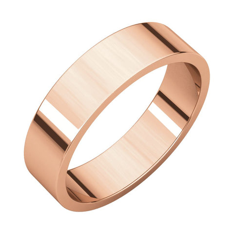 14k Rose Gold 5mm Flat Band, Size 10