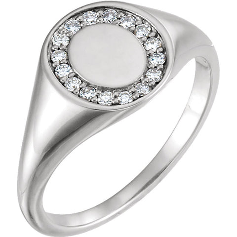 14k White Gold Signet Ring Mounting, Size 7