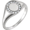 14k White Gold Signet Ring Mounting, Size 7