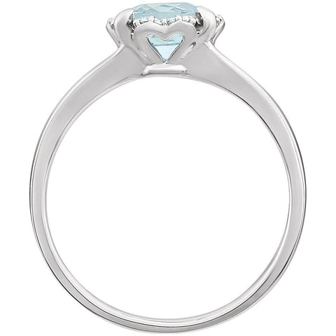 14k White Gold Aquamarine & .05 CTW Diamond Ring, Size 7