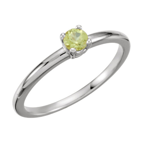 Sterling Silver Imitation Peridot "August" Youth Birthstone Ring, Size 3