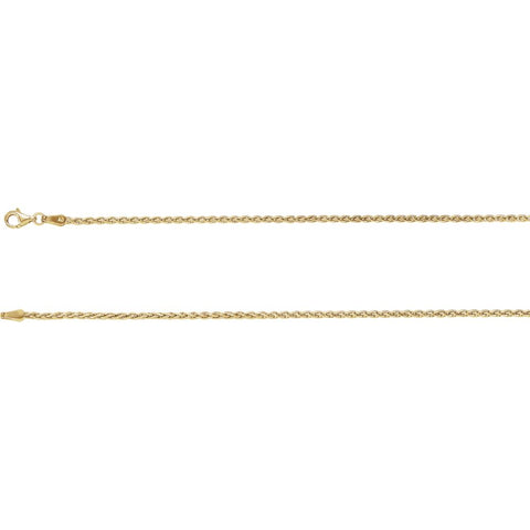 18k Yellow Gold 1.9mm Wheat 18" Chain