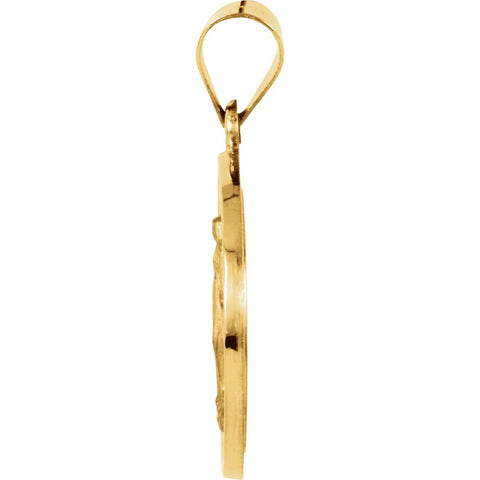 14k Yellow Gold 18.25mm Hollow Round Miraculous Medal
