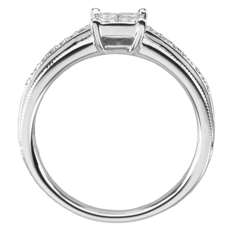 14k White Gold 1/3 CTW Diamond Engagement Ring, Size 7