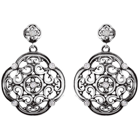 Sterling Silver 1/3 CTW Diamond Filigree Earrings