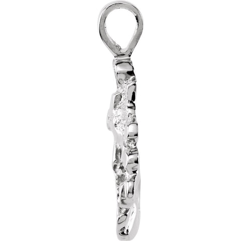 14k White Gold Nugget Pendant