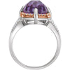 Sterling Silver Rose Gold Plated Amethyst & 1/5 CTW Diamond Ring Size 6