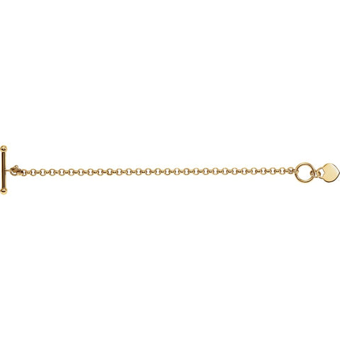 14k Yellow Gold Heart Charm 7" Bracelet