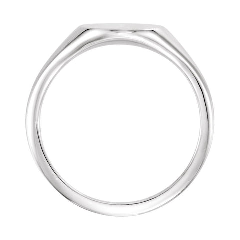 14k White Gold 11x9mm Signet Ring, Size 7