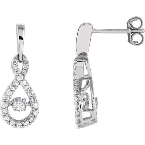 14k White Gold 3/8 CTW Diamond Infinity-Inspired Earrings