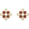 14k Yellow Gold Ruby & 1/4 CTW Diamond Earrings