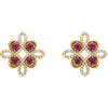 14k Yellow Gold Ruby & 1/4 CTW Diamond Earrings