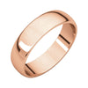 14k Rose Gold 5mm Light Half Round Band, Size 9