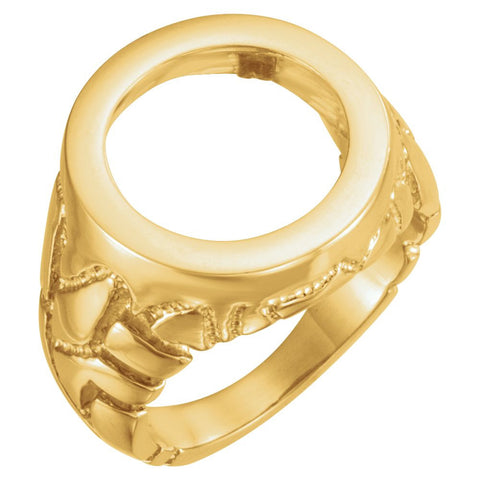 14k Yellow Gold Men's Nugget Coin Ring, Size 10
