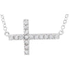 14k White Gold 1/5 ctw. Diamond Sideways Cross 18-inch Necklace